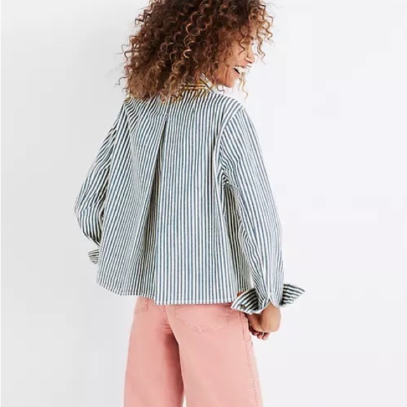 Madewell Shrunken Workwear Jacket in Poppy Stripe - Picture 8 of 8